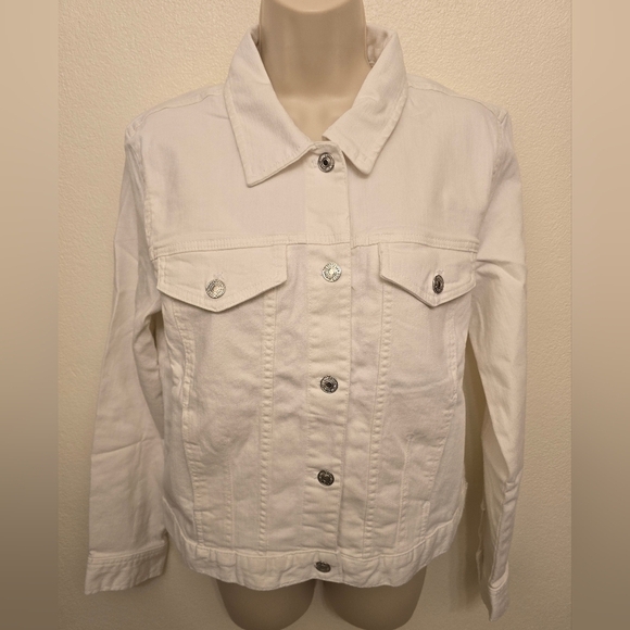 NWT Mango Ladies Cropped White Denim Jacket - Picture 1 of 4